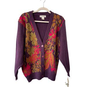 Vintage 90s Vanderbilt Cardigan Sweater Sie Medium Floral Knitwear Deadstock NEW